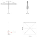 Ombrellone da Giardino 3x3 m Palo Ø60 mm in Legno Telo in Acrilico Danieli Bangkok Ecrù