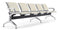Banc de salle d'attente 5 places pour bureau avec coussin en acier et simili cuir argent/ivoire