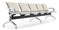 Banc de salle d'attente 5 places pour bureau avec coussin en acier et simili cuir argent/ivoire