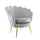Fauteuil Rembourré avec Dossier Coquille en Velours Gris Pieds Or