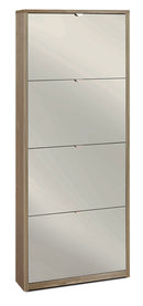 Scarpiera Salvaspazio 4 Ante con Specchio 10 Paia  63x154x18 cm Noce Stelvio