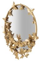 Specchio Farfalle Round 74x4x75 cm in Ferro e MDF Oro