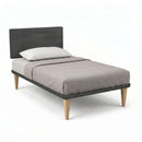 Letto Singolo con Rete Rivestita Microfibra Grigio Tessis Testata Flat Varie Misure
