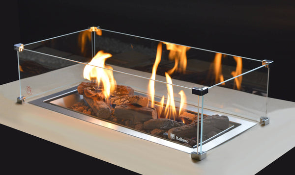 online Brûleur à gaz GPL effet cheminée 67x30x19,8 cm 11,5 kW en acier rectangulaire Italkero