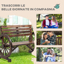 Panchina da Giardino 2 Posti 105,5x56x79 cm con Braccioli a Ruota di Carro in Legno a Doghe Marrone Bruciato      