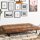 Divano Letto 3 Posti Apertura Click Clack Derby in Pelle Sintetica Marrone      