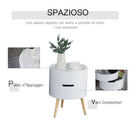Tavolino Basso Ø38x48,3 cm con Apertura a Rotazione e Vassoio Rimovibile  Bianco