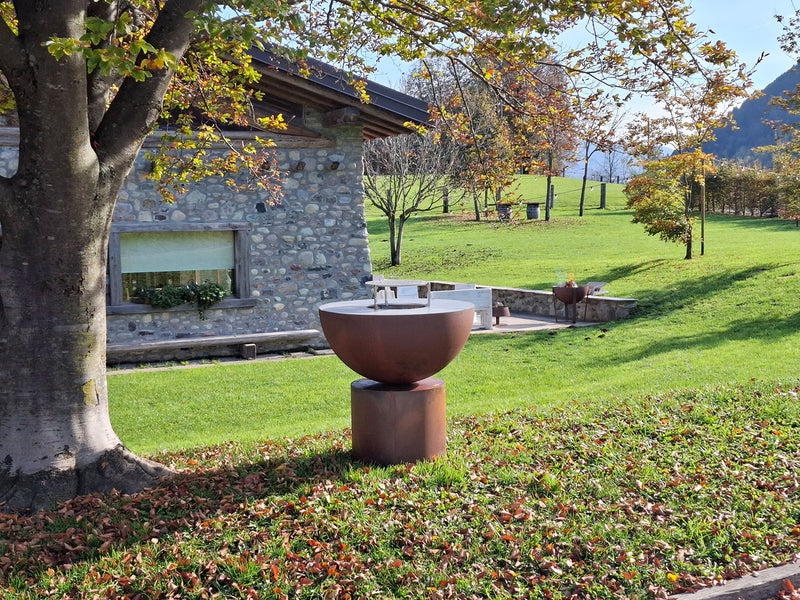 Barbecue a Legna Ø60x71 cm Primula in Acciaio Nero Alta Temperatura