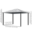 Gazebo da Giardino 2,94x3,60x2,67m con Tetto in Policarbonato e Zanzariere in Acciaio Cachi