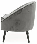 Poltrona Imbottita in Velluto con Gambe in Legno Soriani Grigio Chiaro