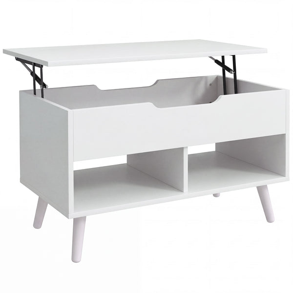 prezzo Tavolino da Caffè 75x40x58 cm con Piano Sollevabile e Spazio Nascosto Bianco Punzonato