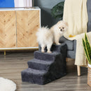 Scaletta per Cani Portatile a 4 Gradini 60x35x44 cm in Tessuto Vellutato Sfoderabile e Legno Grigio Scuro      