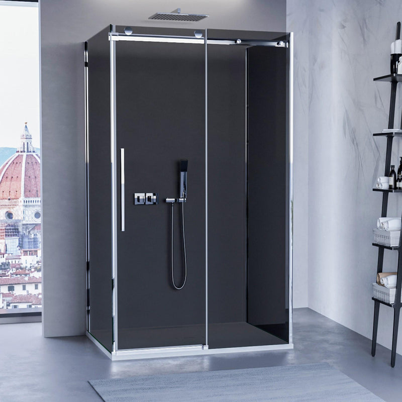 Box Doccia 3 Lati 1 Anta Scorrevole in Cristallo Fumè 8mm H195 Bonussi Alina Varie Misure
