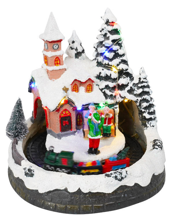 Villaggio Natalizio 19x18x19 cm in Resina con Trenino  Musica e Luci acquista