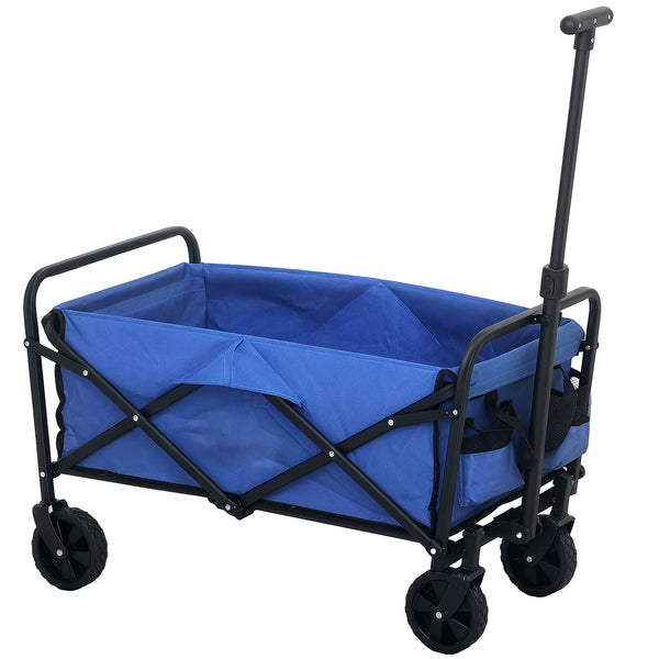 prezzo Carrello da Giardino 62L Pieghevole 76x48x86 cm con Maniglia Regolabile in Metallo e Tessuto Oxford Blu
