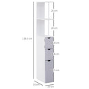 Mobiletto a Colonna da Bagno Salvaspazio in Legno Bianco 15x33x136 cm 