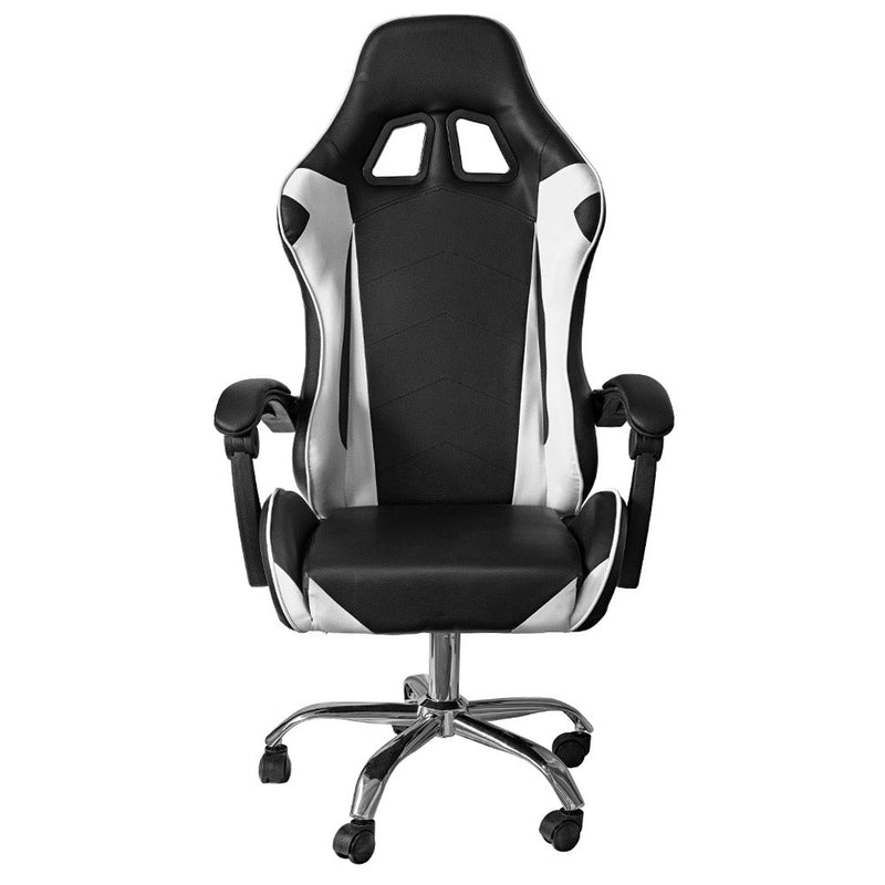 Sedia da Gaming Ergonomica 64x53x122-133 cm con Supporto Lombare e Poggiatesta in Similpelle Bianco