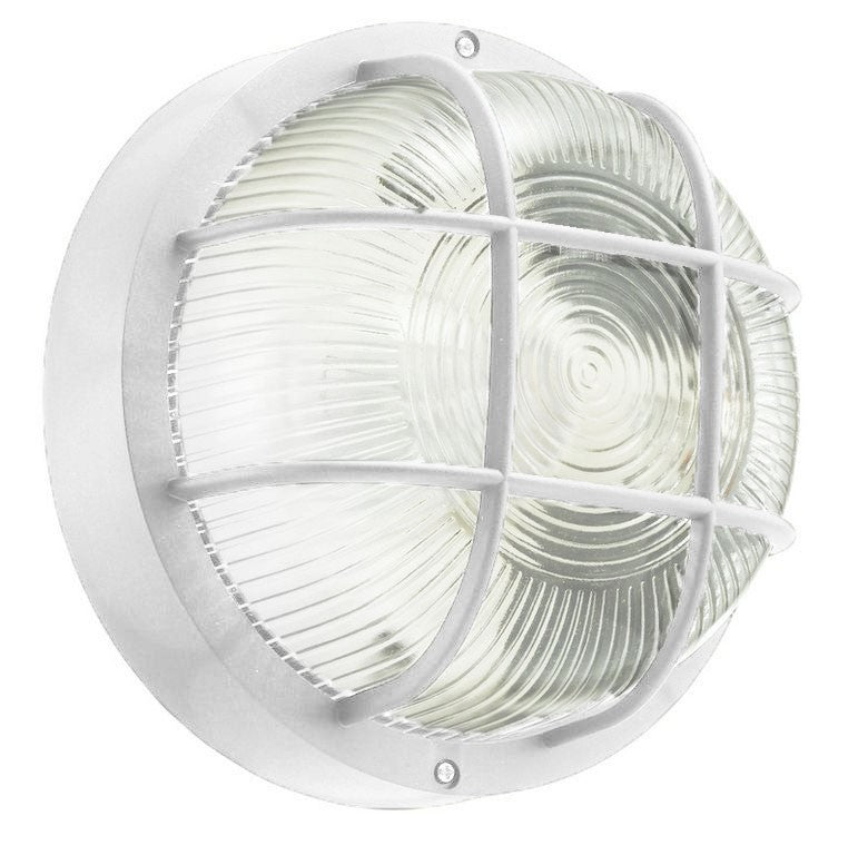 Plafoniera applique tonda E27 con griglia tartaruga bianca e campana in vetro