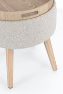 Sgabello Contenitore Ø 39x42,5 cm Zoya in Bouclè Grigio