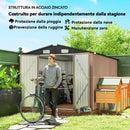 Capanno Box da Giardino 305x245x194 cm con 4 Prese d'Aria e Porte Doppie con Serratura in Metallo Marrone      