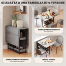 Tavolo Pieghevole da Pranzo a 2 Ribalte 133,4x80x75 cm in Legno e Metallo Grigio  