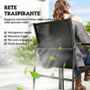 Set 7 Pezzi con Tavolo 150x80x73 cm e 6 Sedie da Giardino con Braccioli in Acciaio e Vetro Nero      