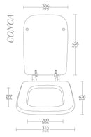 Copriwater Universale 34,2x42,6 cm in MDF Cerniere in Metallo Cromato Conca Bianco Lucido