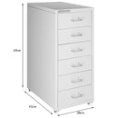 Cassettiera 6 Cassetti e 4 Ruote per Ufficio/Casa in Acciaio Grigio