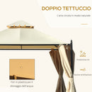 Gazebo da Giardino Impermeabile con Pannelli Laterali Beige 3x3m 