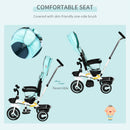 Passeggino Triciclo 100x48x106 cm con Sedile Girevole 360° Verde