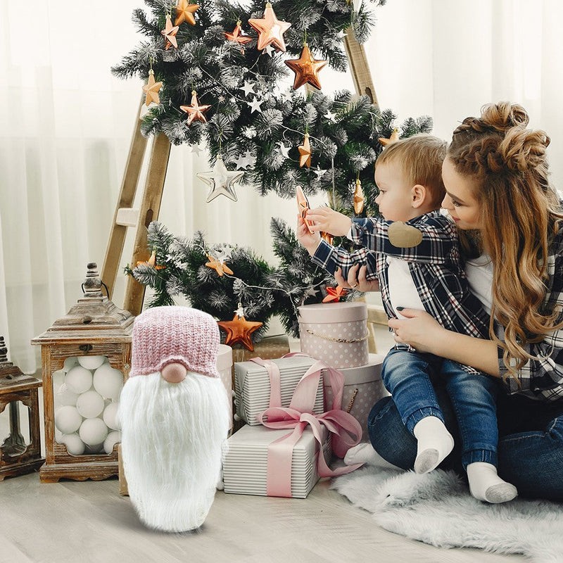 Gnomo di Natale H87 cm con Luci e Cappello Rosa