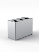 Pattumiera a 3 Scomparti Totale 72 L 71,5x33x49 cm con Contenitori Interni in Acciaio Verniciato Grigio 