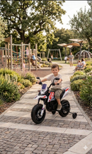 Moto Elettrica per Bambini Aprilia RX-125 Small 12V Cross Sedili In Pelle Luci Led Bluetooth Sospensioni a Molla Bianco