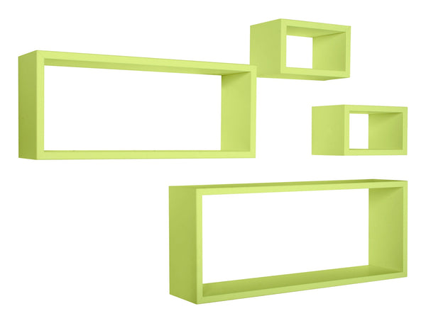 Ensemble de 3 étagères cubiques murales carrées et rectangulaires en panneaux de fibres de bois vert Merlin acquista