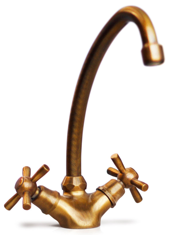 sconto Robinet d'évier de jardin à col de cygne en laiton bronzé