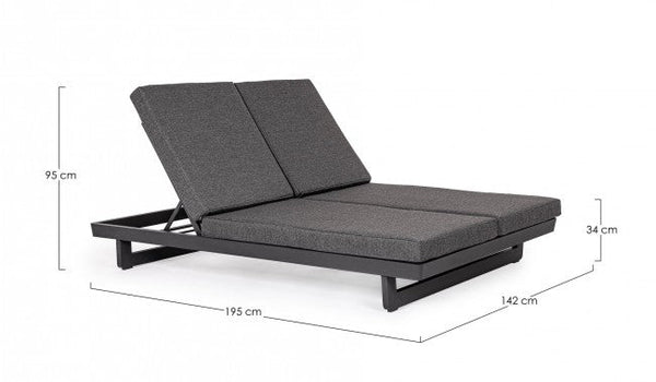prezzo Lettino Prendisole da Giardino Matrimoniale 142x195x95h cm con Cuscini Infinity Antracite