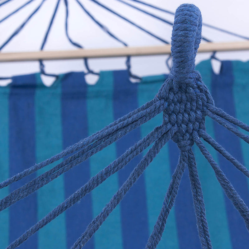 Amaca da Giardino 100x200 cm in Policotone e Legno di abete Blu e Turchese