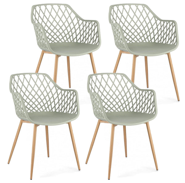 Lot de 4 chaises Optik 58x54x85,5 cm en plastique vert sconto