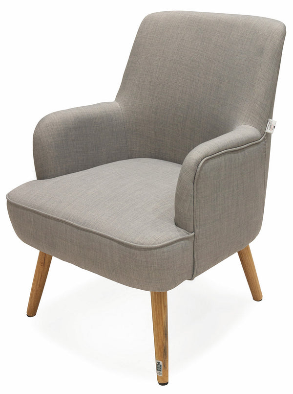 Fauteuil Rembourré en Tissu avec Pieds en Bois Soriani Gris Clair sconto