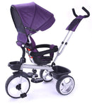 Triciclo Passeggino con Seggiolino Reversibile per Bambini con Parasole Viola