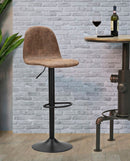 Sgabello Berlin 41x50x90-112 Altezza Seduta 60x81 cm in Ferro e Spugna e PU Marrone e Grigio