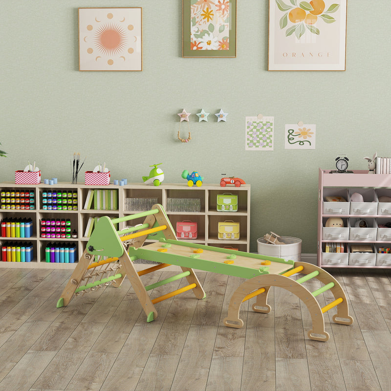 Gioco per Bambini 8 in 1 con Triangolo Parete Liscia e Arco 191.5x74.5x63 cm in Legno di Pioppo e Pino       