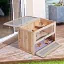 Gabbia per Criceti e Piccoli Roditori in Legno di Abete 60x35x42 cm 