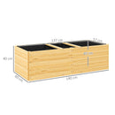Fioriera Rettangolare 140x60x40 cm Divisa in 3 Aree con Strato in Tessuto non Tessuto in Legno di Abete   