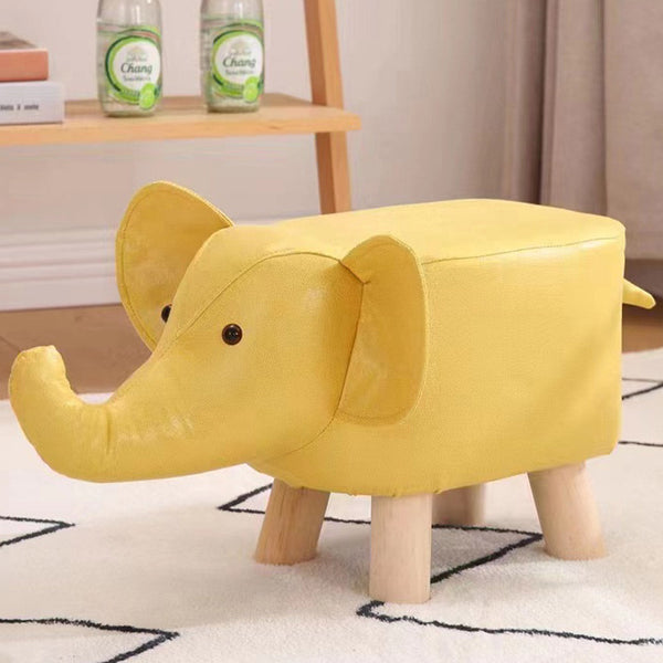 sconto Sgabello Poggiapiedi Basso per Bambini a Forma di Elefante Pouf Senape