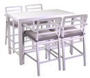 Set da Giardino Tavolo e 4 Sgabelli in Alluminio Boston Bianco
