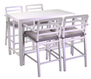 Set da Giardino Tavolo e 4 Sgabelli in Alluminio Boston Bianco