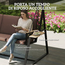 Dondolo da Giardino 3 Posti 222x131x175 cm con Tettuccio Regolabile con Vassoi e Cuscini Imbottiti in Metallo Marrone      