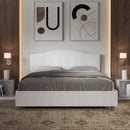 Letto Matrimoniale con Rete e Contenitore Alzata Comoda Struttura Bianco Frassico e Testata in Similpelle Grace Bianco Varie Misure