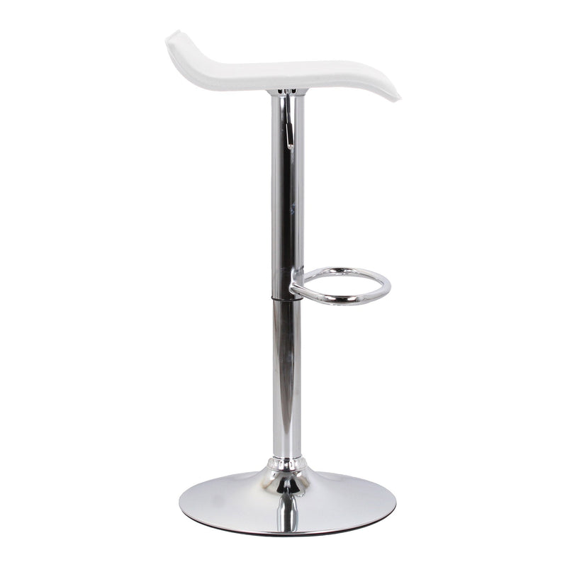 Set 2 Sgabelli 38x40x54/74 cm in Ecopelle con Base Cromata Bianco